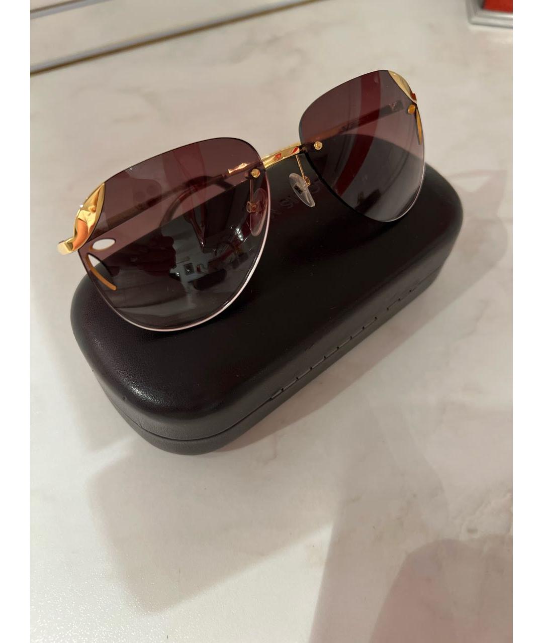 LOUIS VUITTON Золотые металлические солнцезащитные очки, фото 4