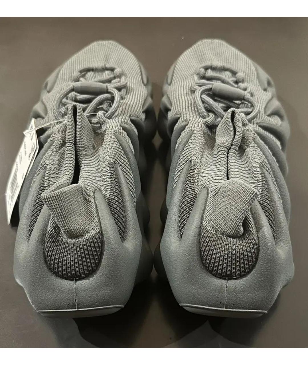 ADIDAS YEEZY Антрацитовые текстильные низкие кроссовки / кеды, фото 3