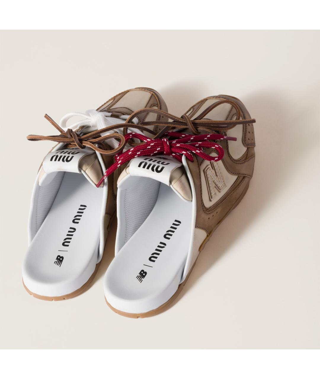 MIU MIU Коричневые кожаные мюли, фото 3