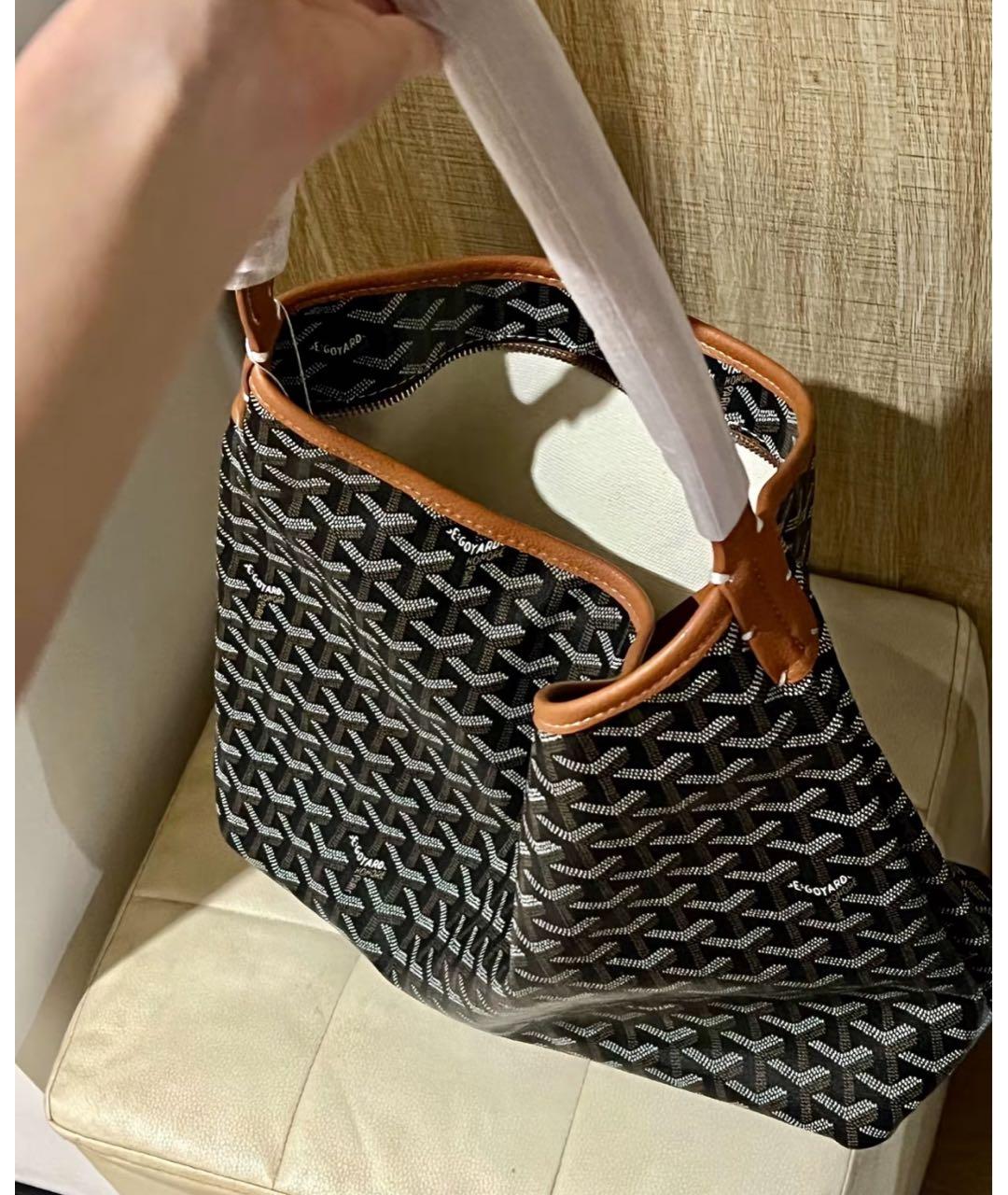 GOYARD Антрацитовая кожаная сумка тоут, фото 7