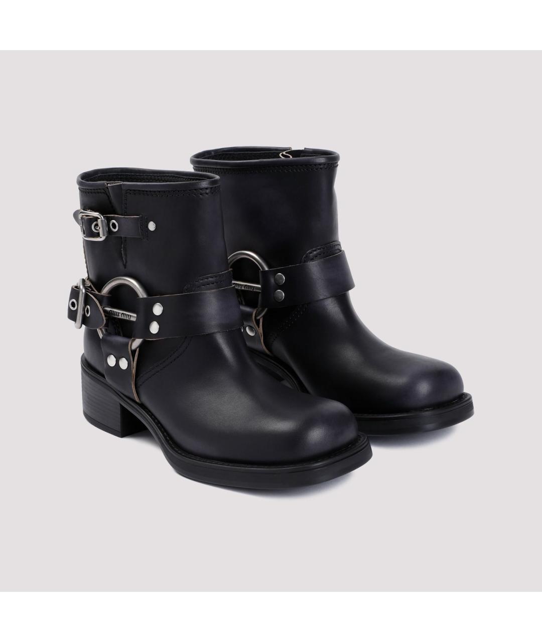 MIU MIU Черные кожаные ботинки, фото 4