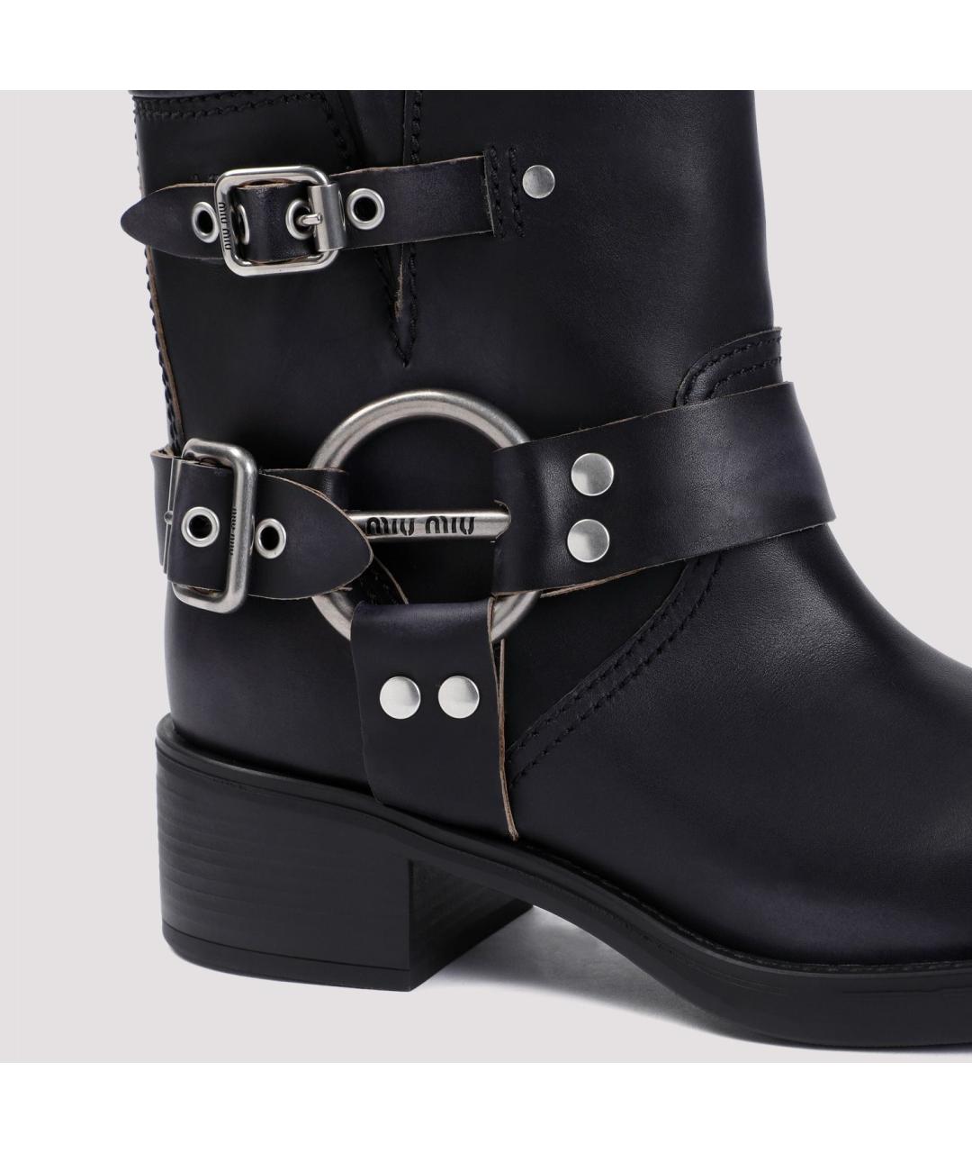 MIU MIU Черные кожаные ботинки, фото 5