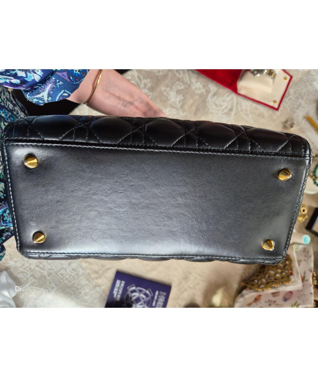 CHRISTIAN DIOR Черная кожаная сумка с короткими ручками, фото 5