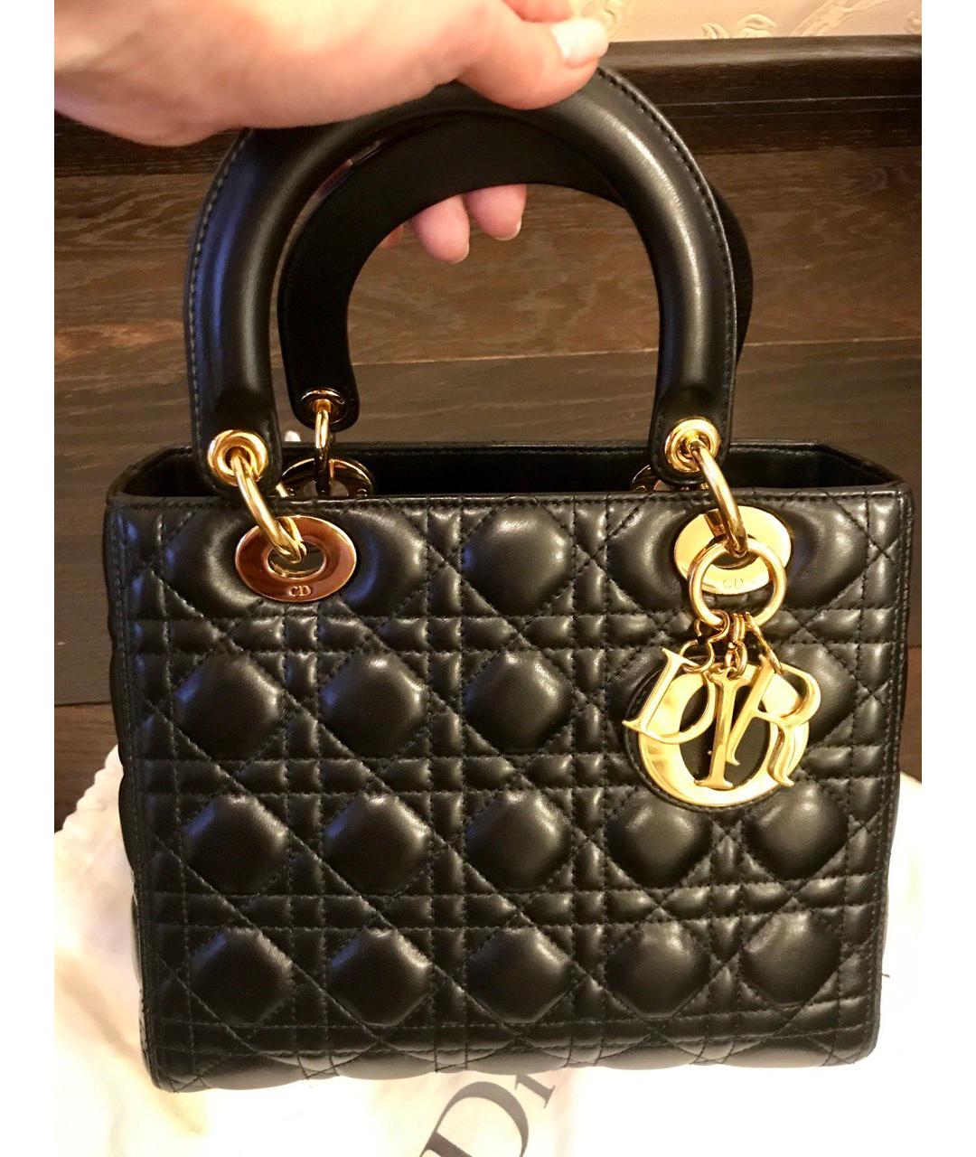 CHRISTIAN DIOR Черная кожаная сумка с короткими ручками, фото 2