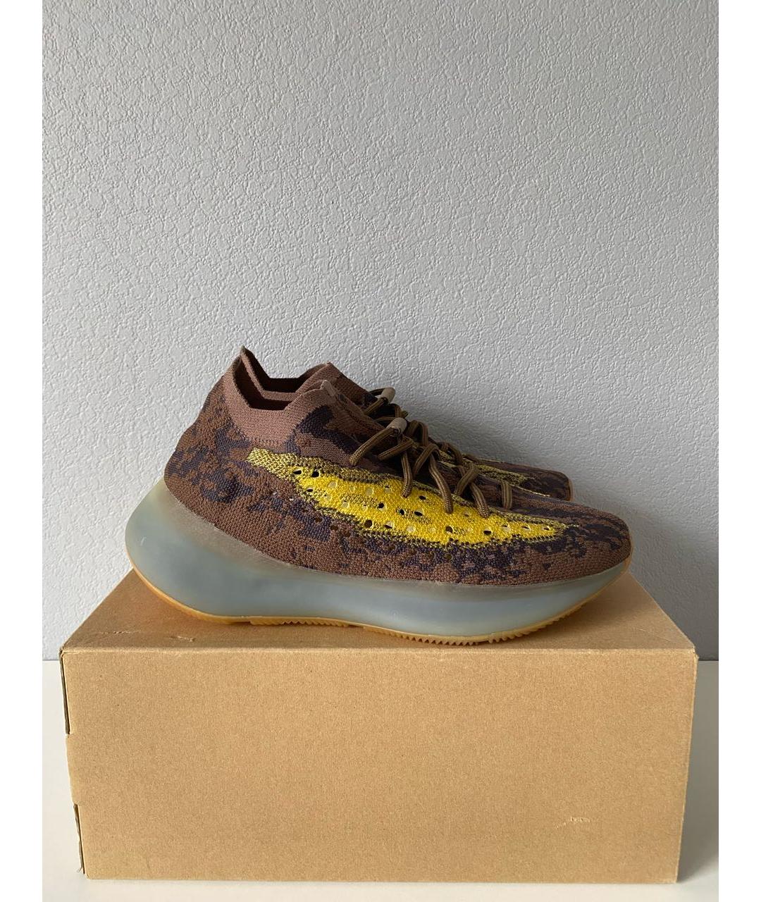 ADIDAS YEEZY Коричневые текстильные низкие кроссовки / кеды, фото 4