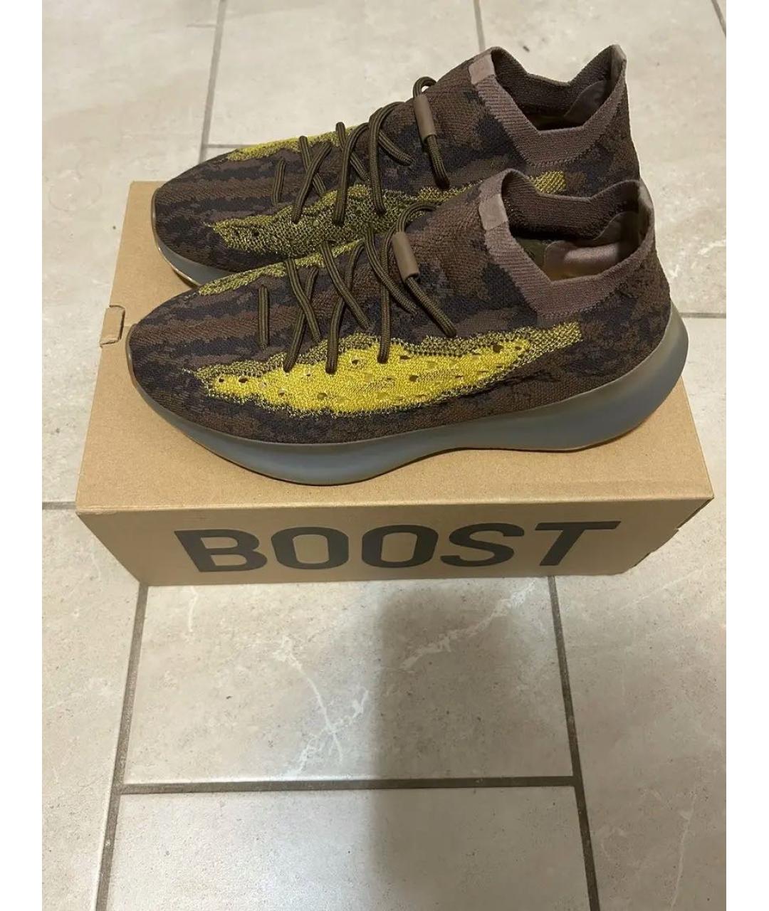 ADIDAS YEEZY Коричневые текстильные низкие кроссовки / кеды, фото 2