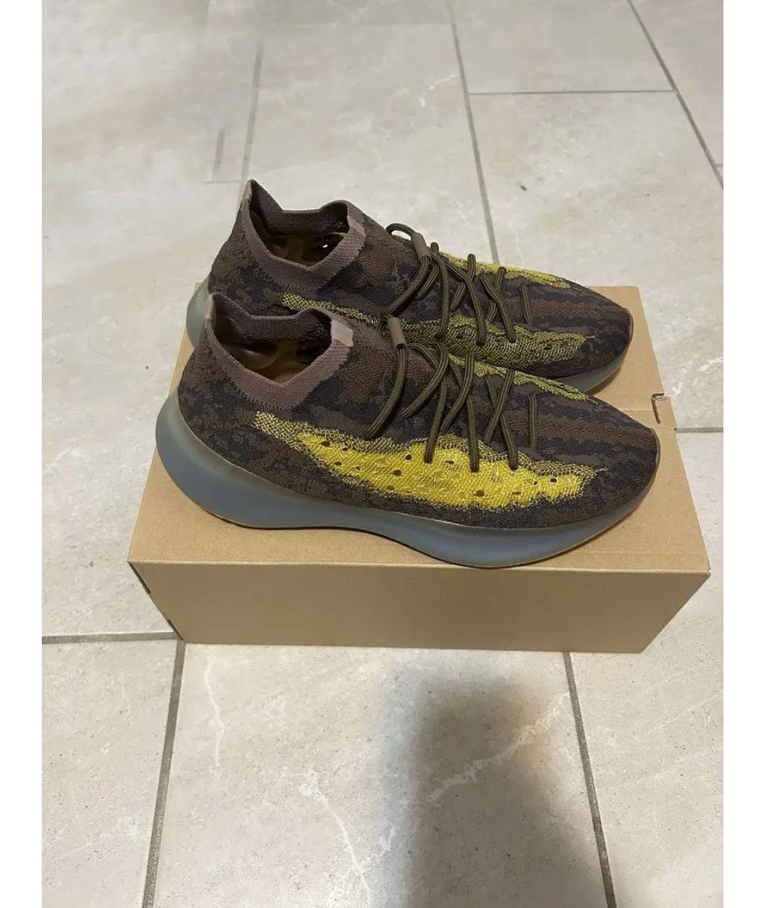 ADIDAS YEEZY Коричневые текстильные низкие кроссовки / кеды, фото 4