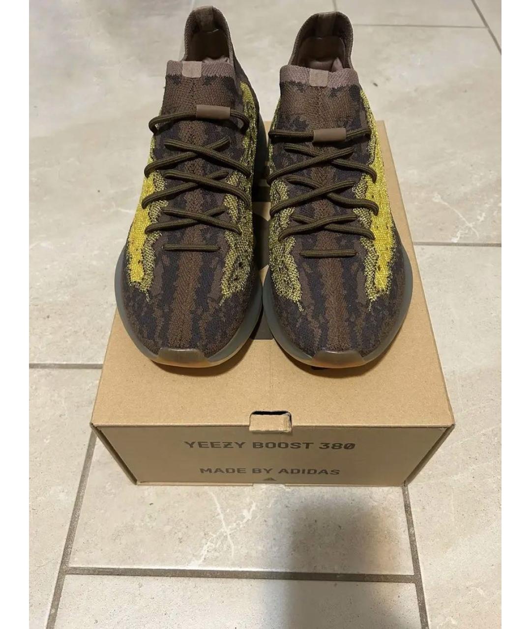 ADIDAS YEEZY Коричневые текстильные низкие кроссовки / кеды, фото 3