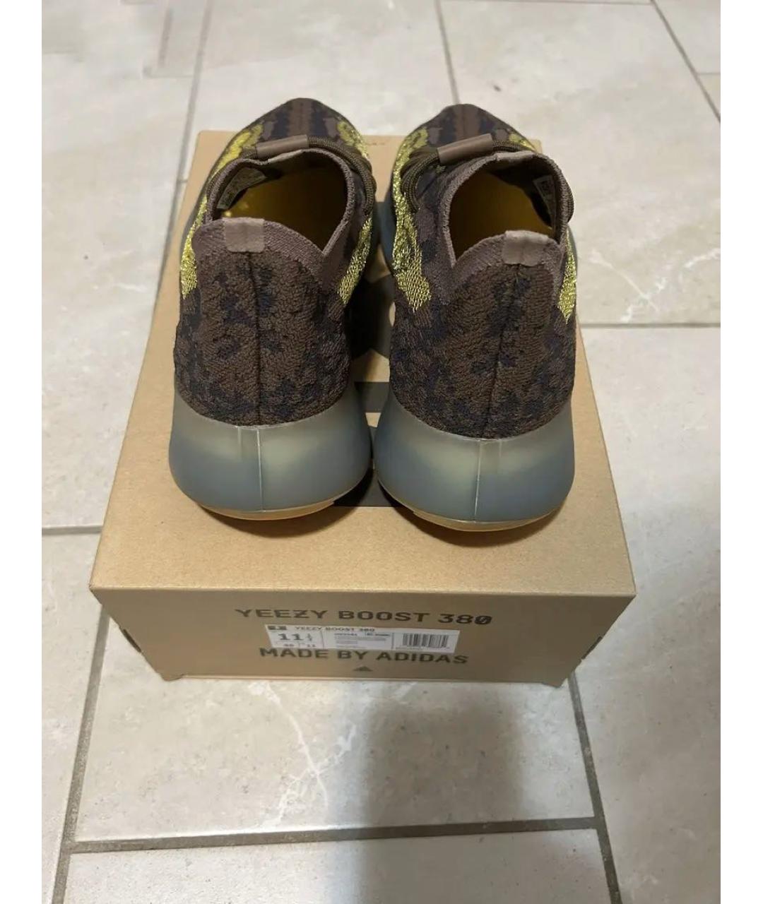 ADIDAS YEEZY Коричневые текстильные низкие кроссовки / кеды, фото 5