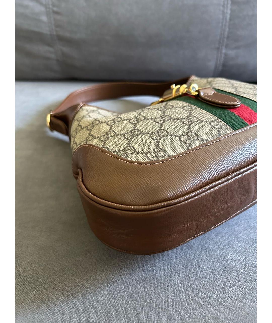 GUCCI Коричневая кожаная сумка с короткими ручками, фото 3