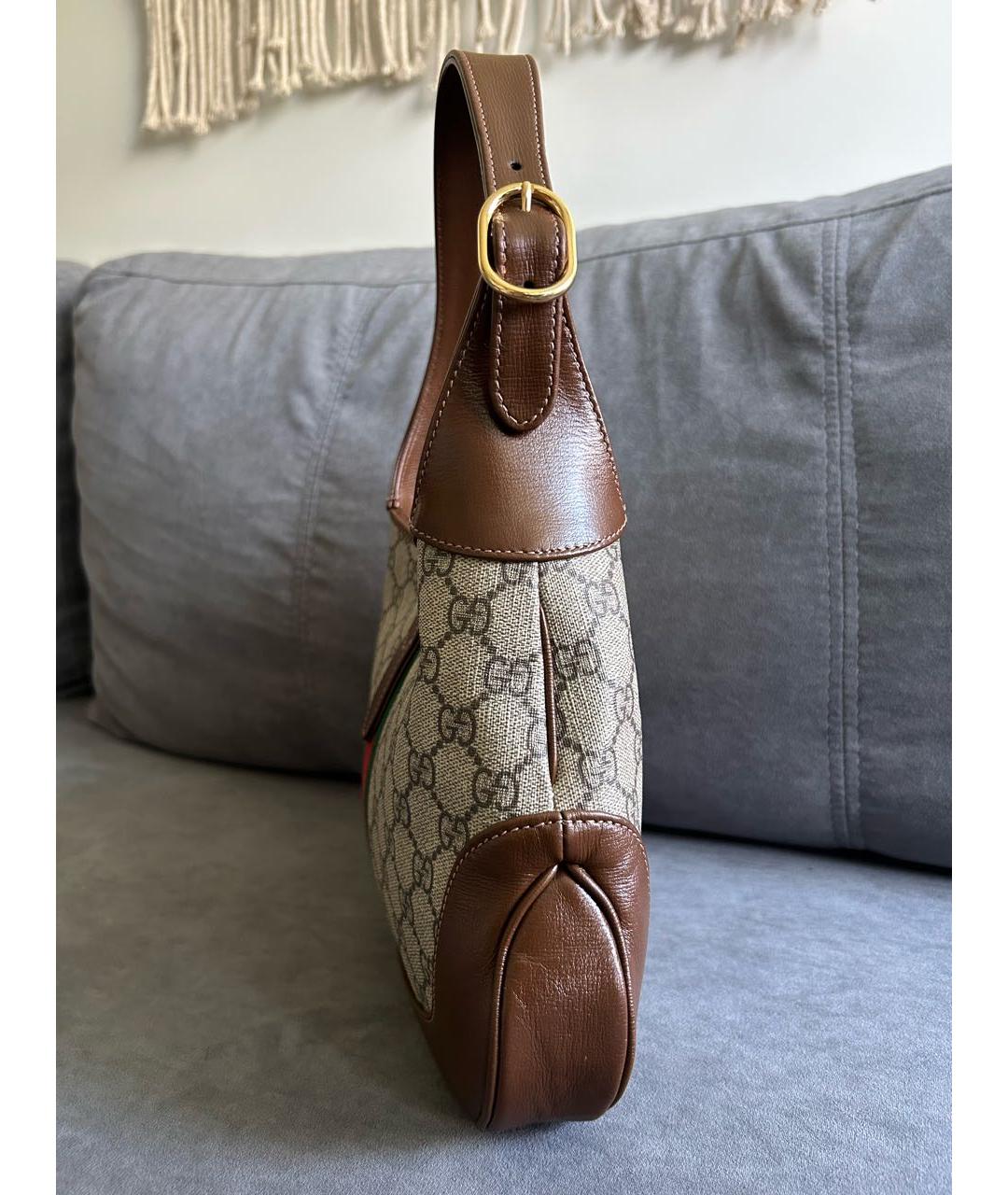 GUCCI Коричневая кожаная сумка с короткими ручками, фото 7