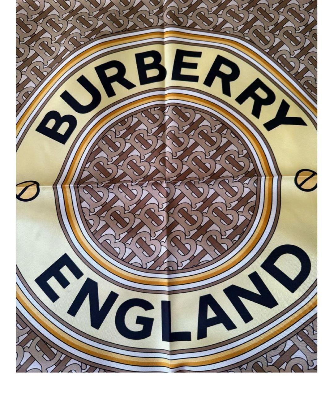 BURBERRY Бежевый шелковый платок, фото 2
