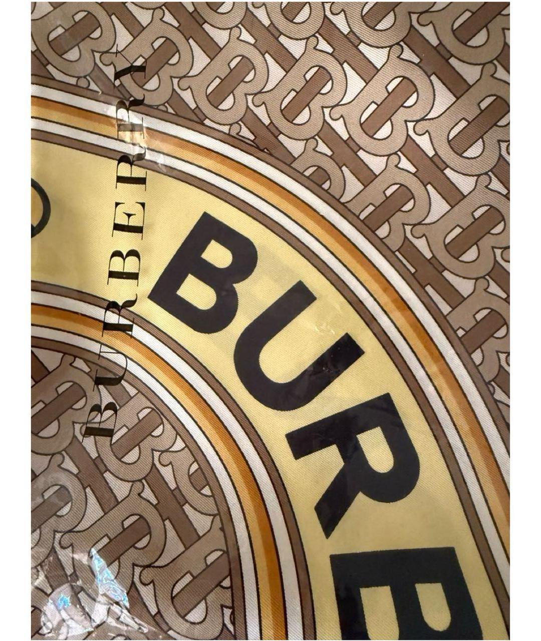 BURBERRY Бежевый шелковый платок, фото 7