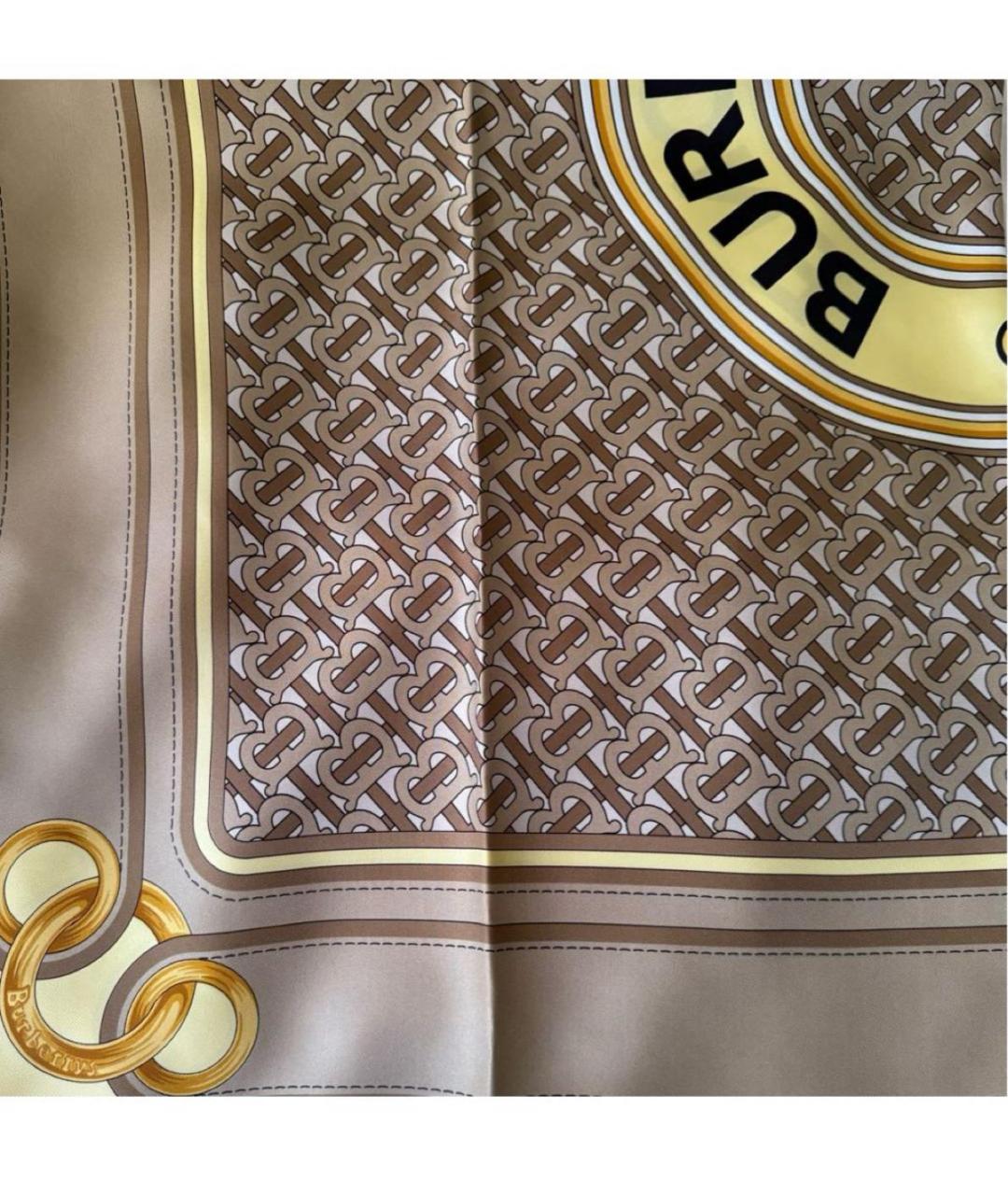 BURBERRY Бежевый шелковый платок, фото 6