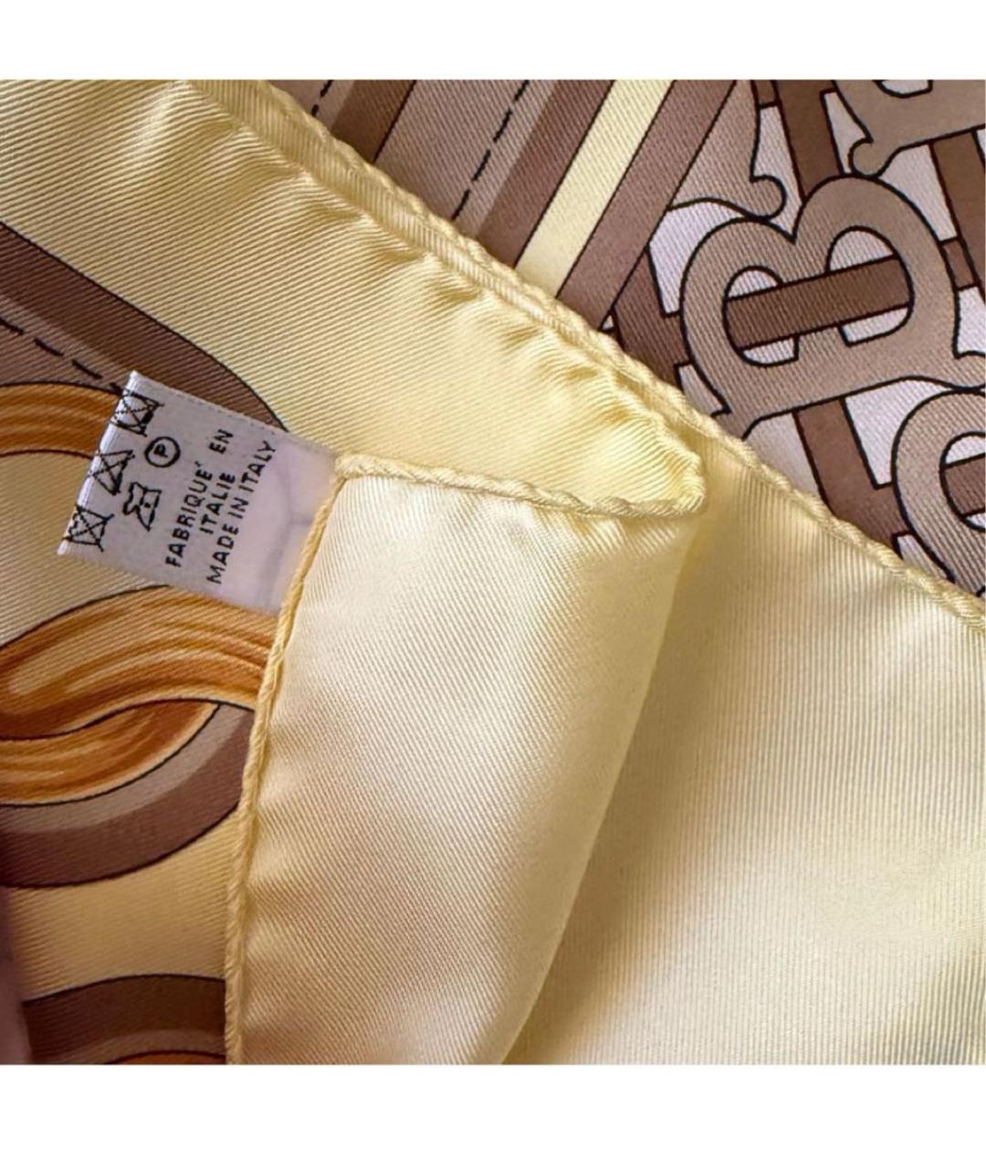 BURBERRY Бежевый шелковый платок, фото 5