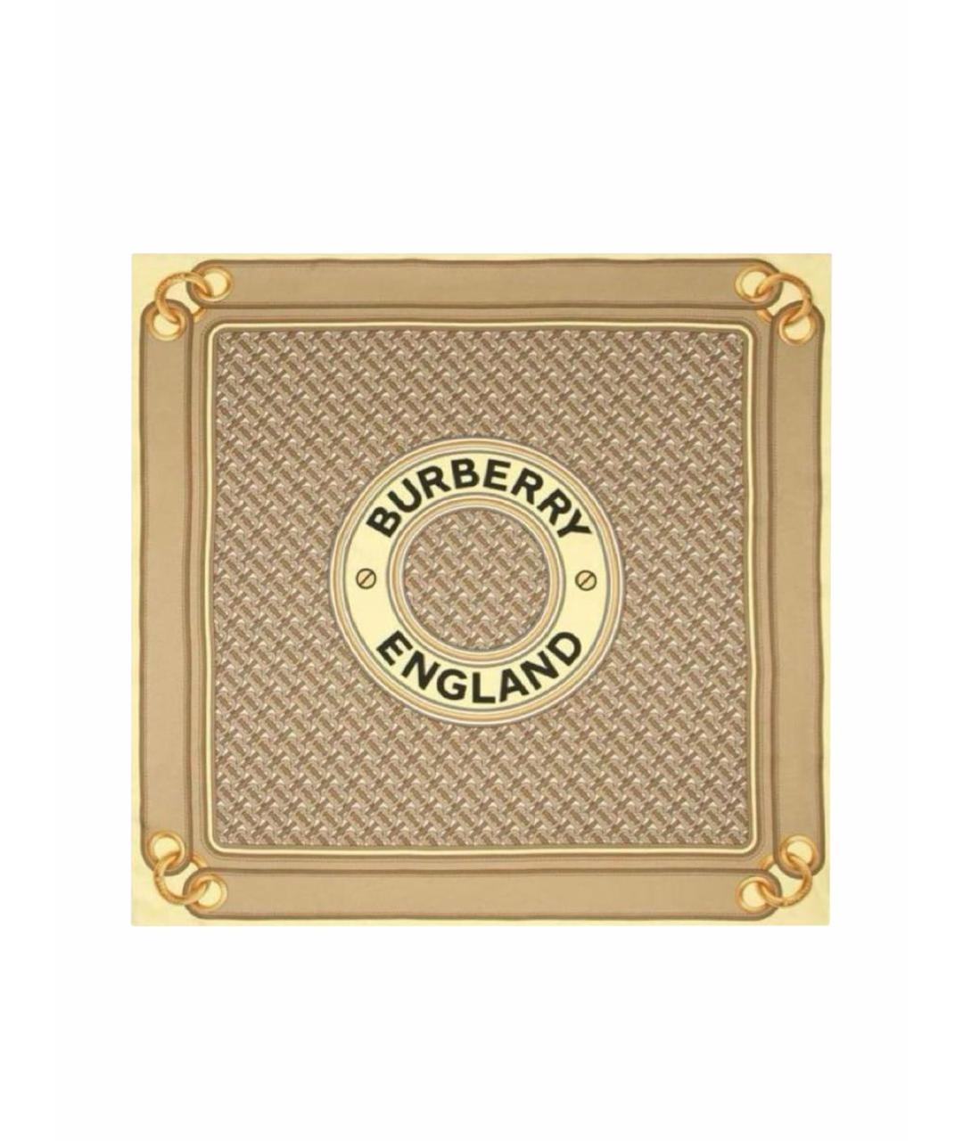 BURBERRY Бежевый шелковый платок, фото 1