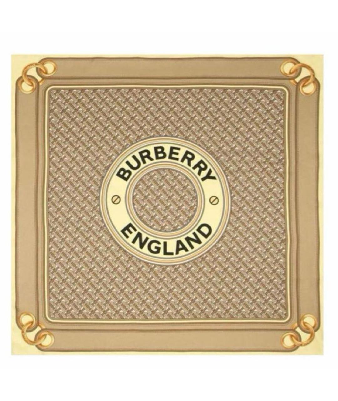BURBERRY Бежевый шелковый платок, фото 8