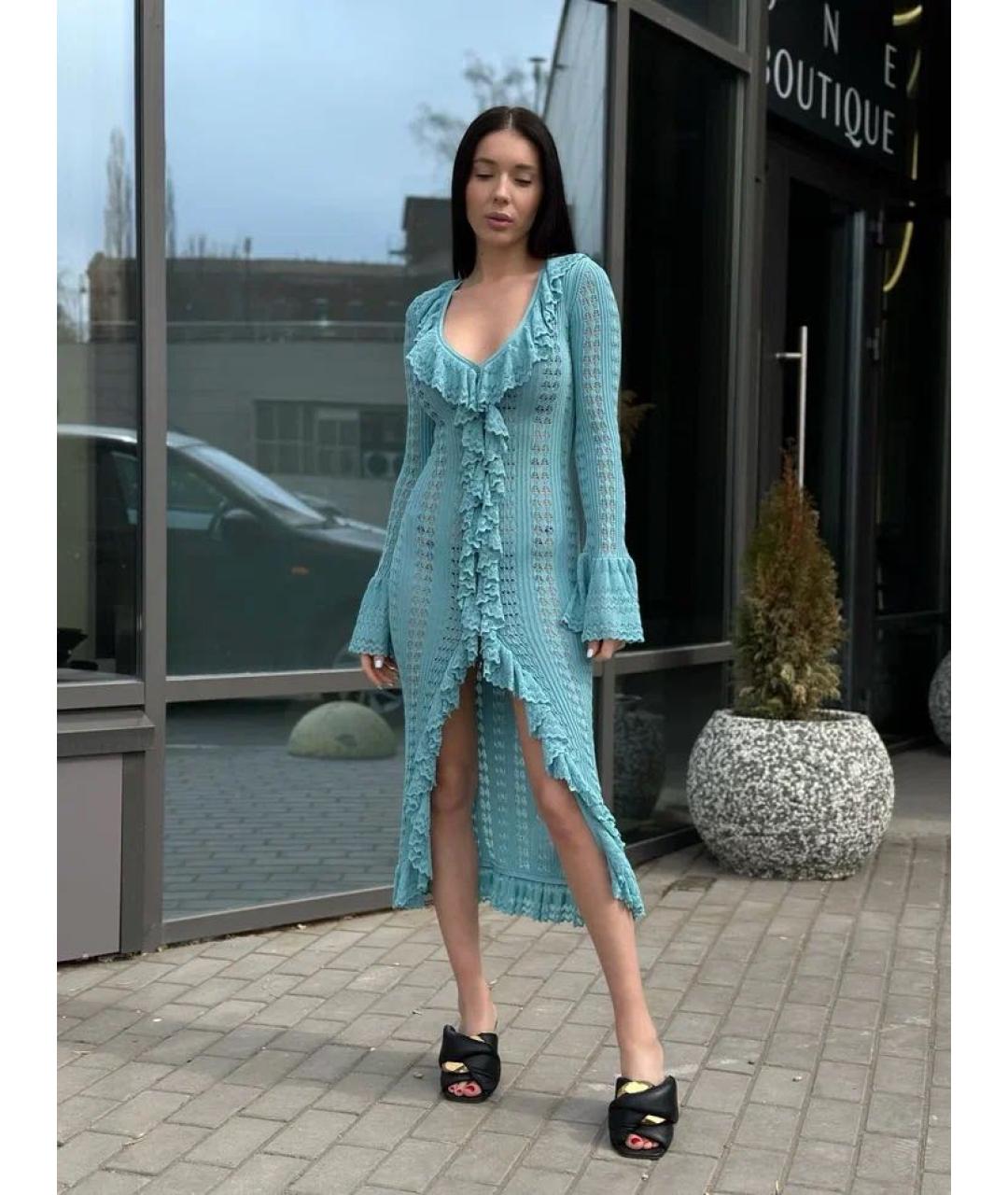 BLUMARINE Голубое вискозное платье, фото 2
