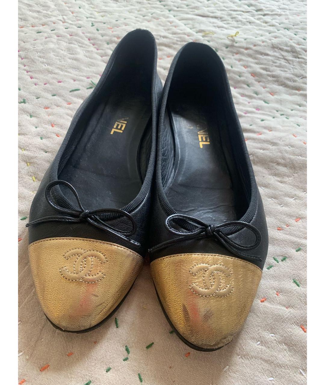 CHANEL Черные кожаные балетки, фото 3