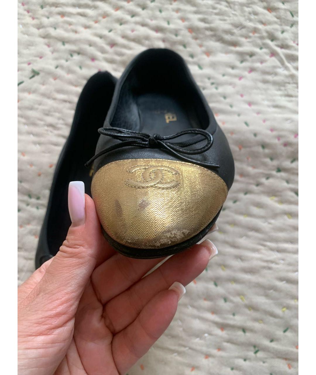 CHANEL Черные кожаные балетки, фото 5