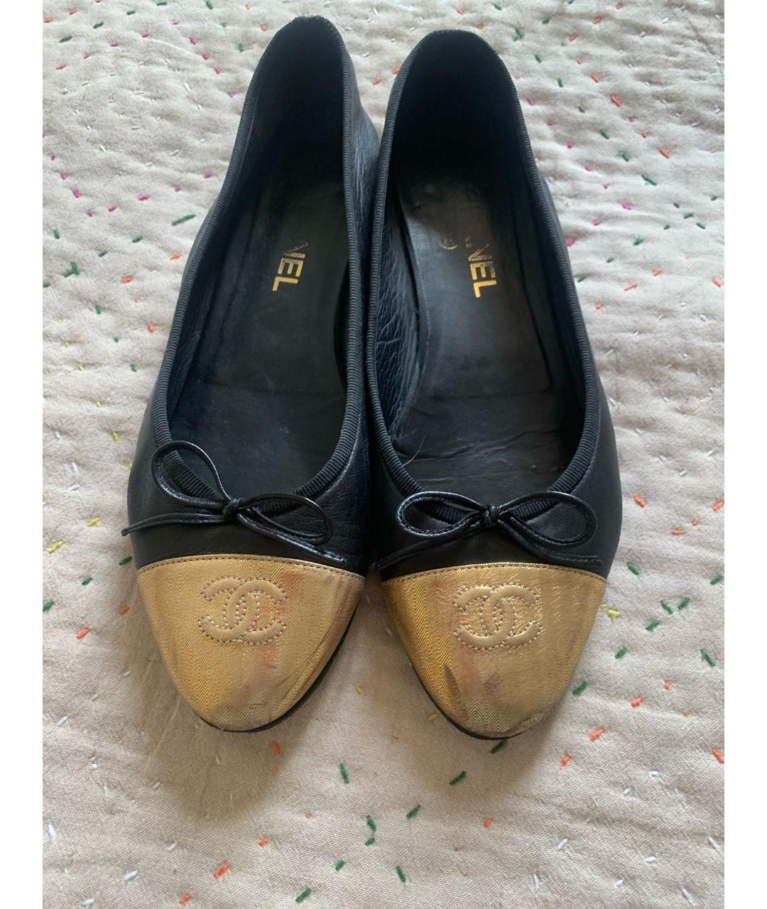 CHANEL Черные кожаные балетки, фото 8