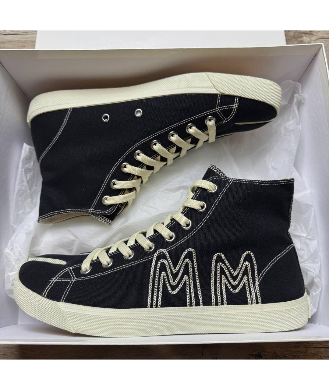 MAISON MARGIELA Черные текстильные высокие кроссовки / кеды, фото 2