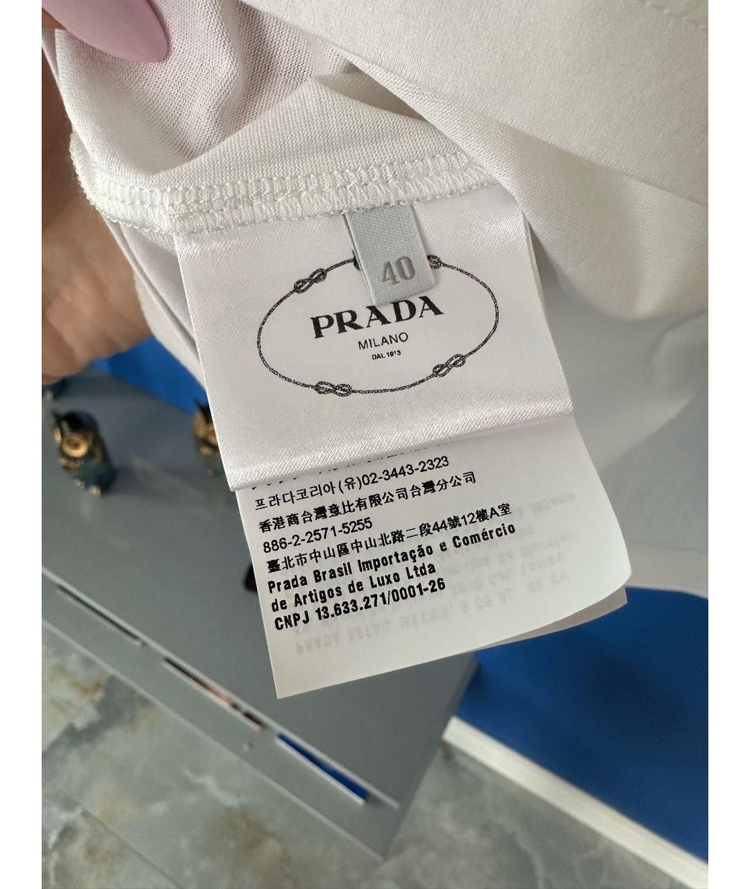 PRADA Белая хлопковая футболка, фото 4
