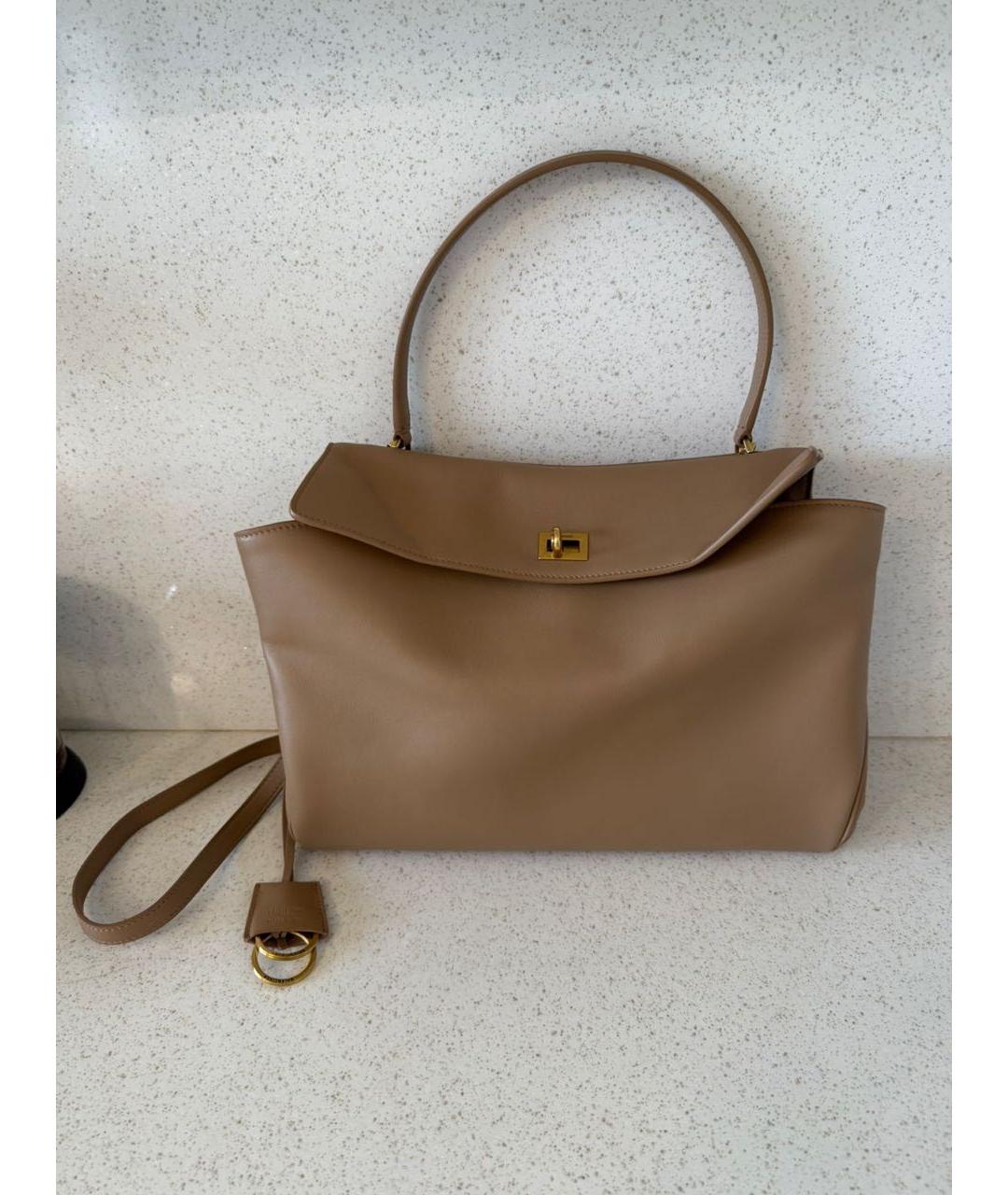 BALENCIAGA Бежевая кожаная сумка тоут, фото 2