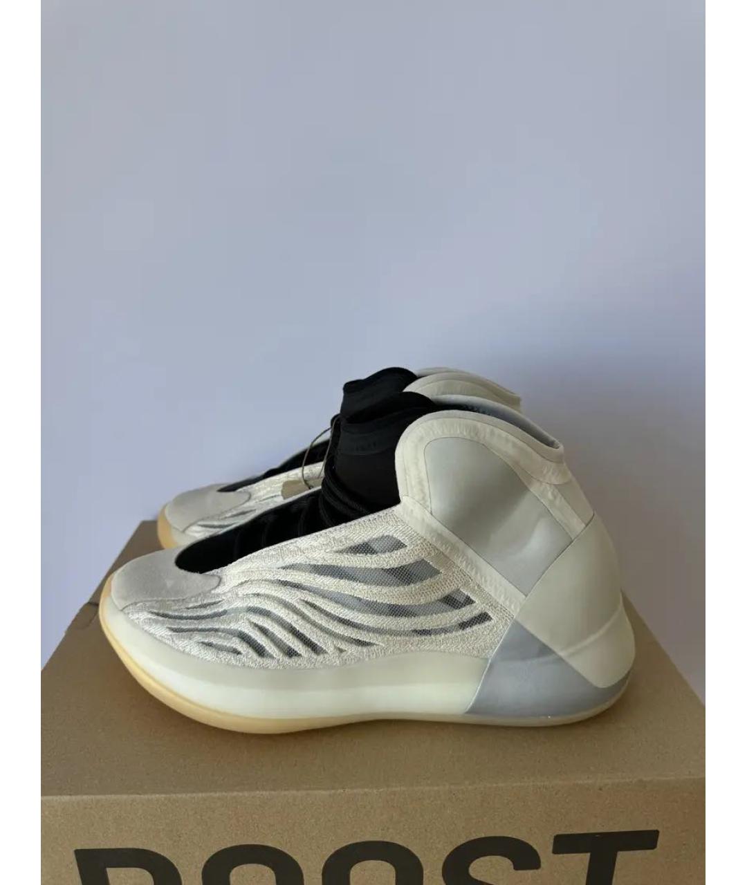 ADIDAS YEEZY Бежевые текстильные высокие кроссовки / кеды, фото 2