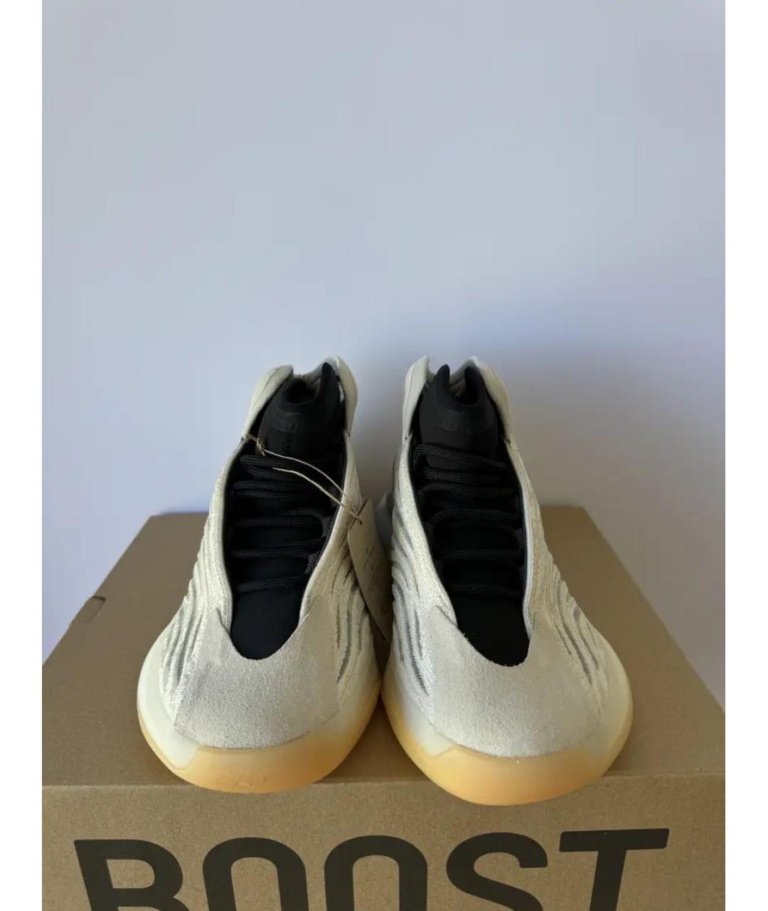 ADIDAS YEEZY Бежевые текстильные высокие кроссовки / кеды, фото 3