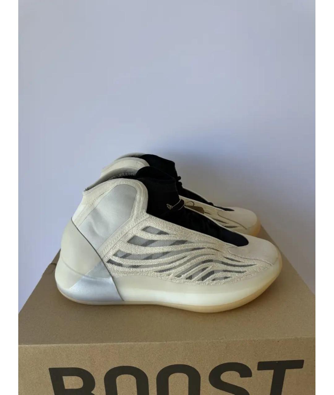 ADIDAS YEEZY Бежевые текстильные высокие кроссовки / кеды, фото 4