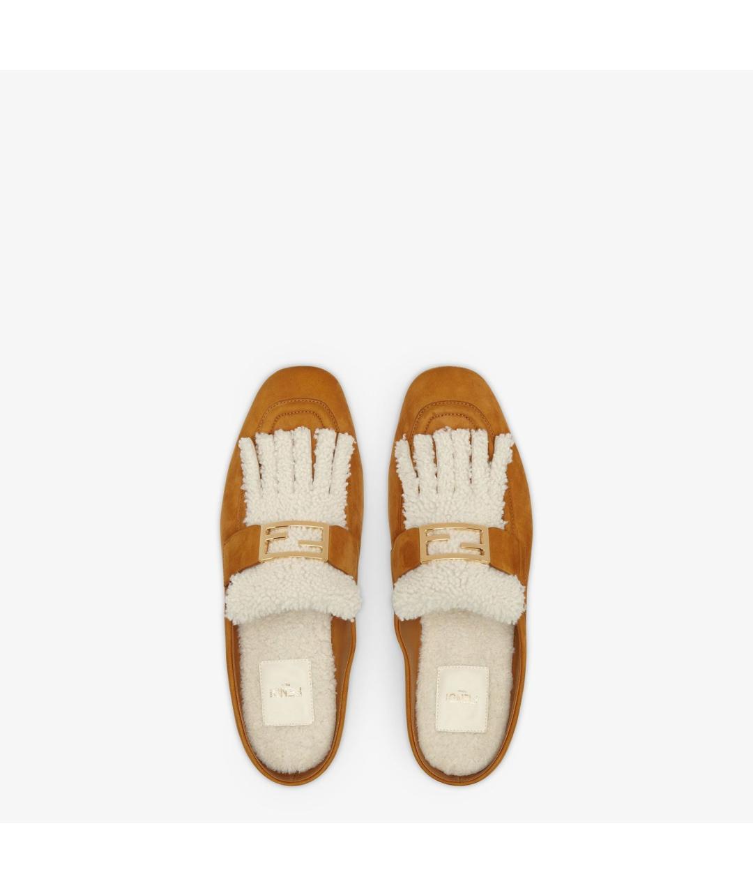 FENDI Коричневые кожаные мюли, фото 2