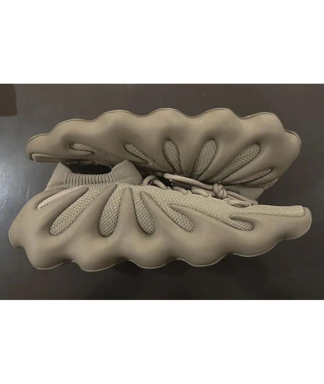 ADIDAS YEEZY Бежевые текстильные низкие кроссовки / кеды, фото 5