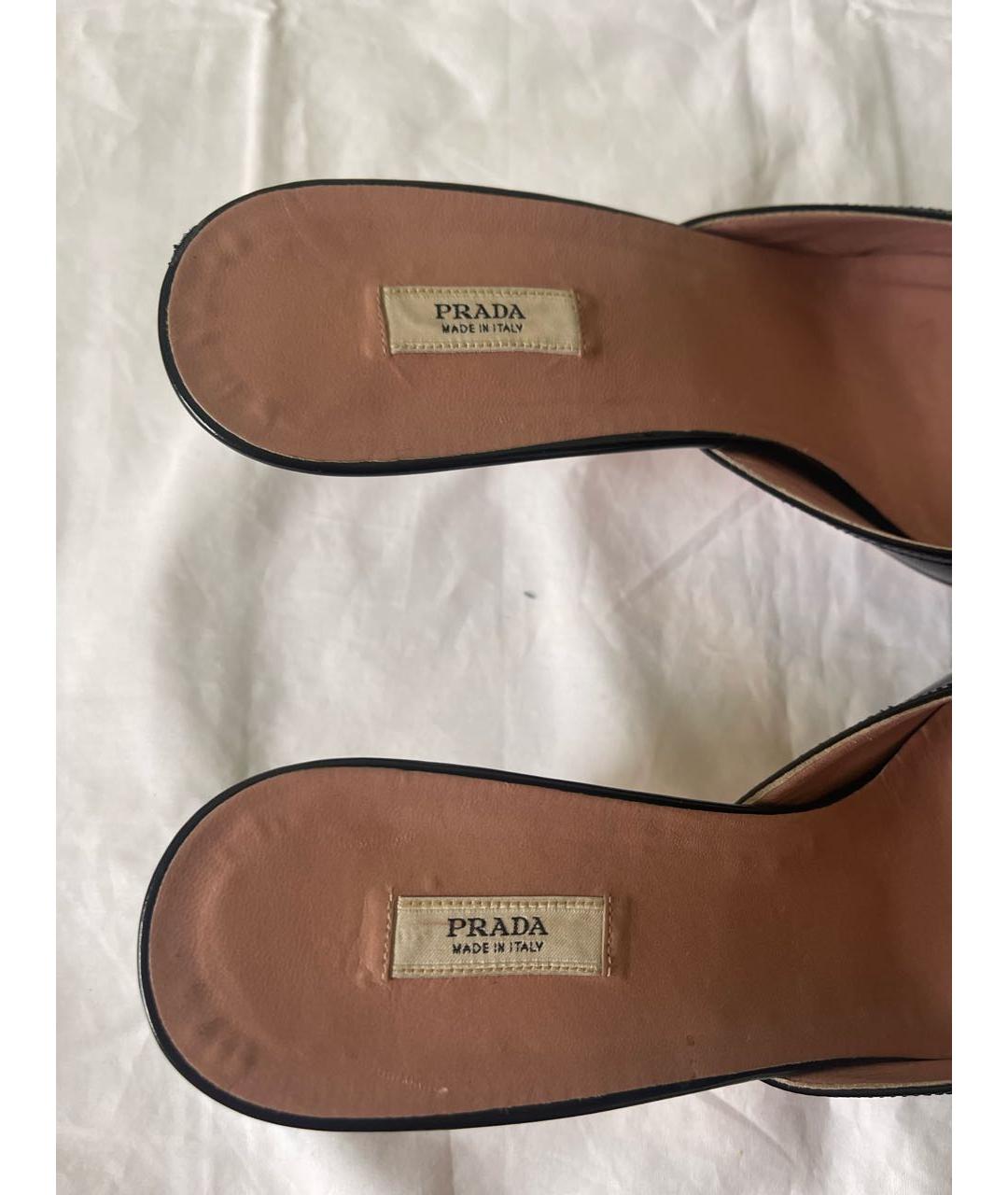 PRADA Черные кожаные мюли, фото 7