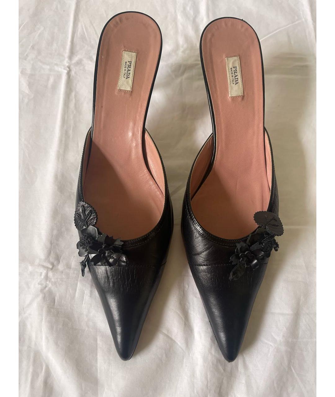 PRADA Черные кожаные мюли, фото 2