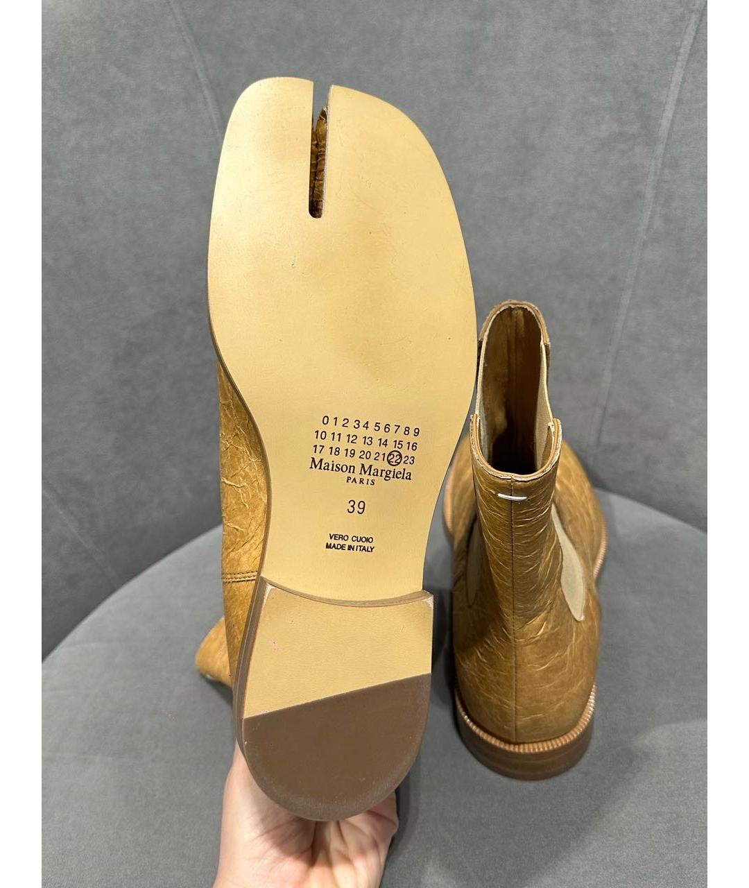 MAISON MARGIELA Горчичные кожаные ботинки, фото 3