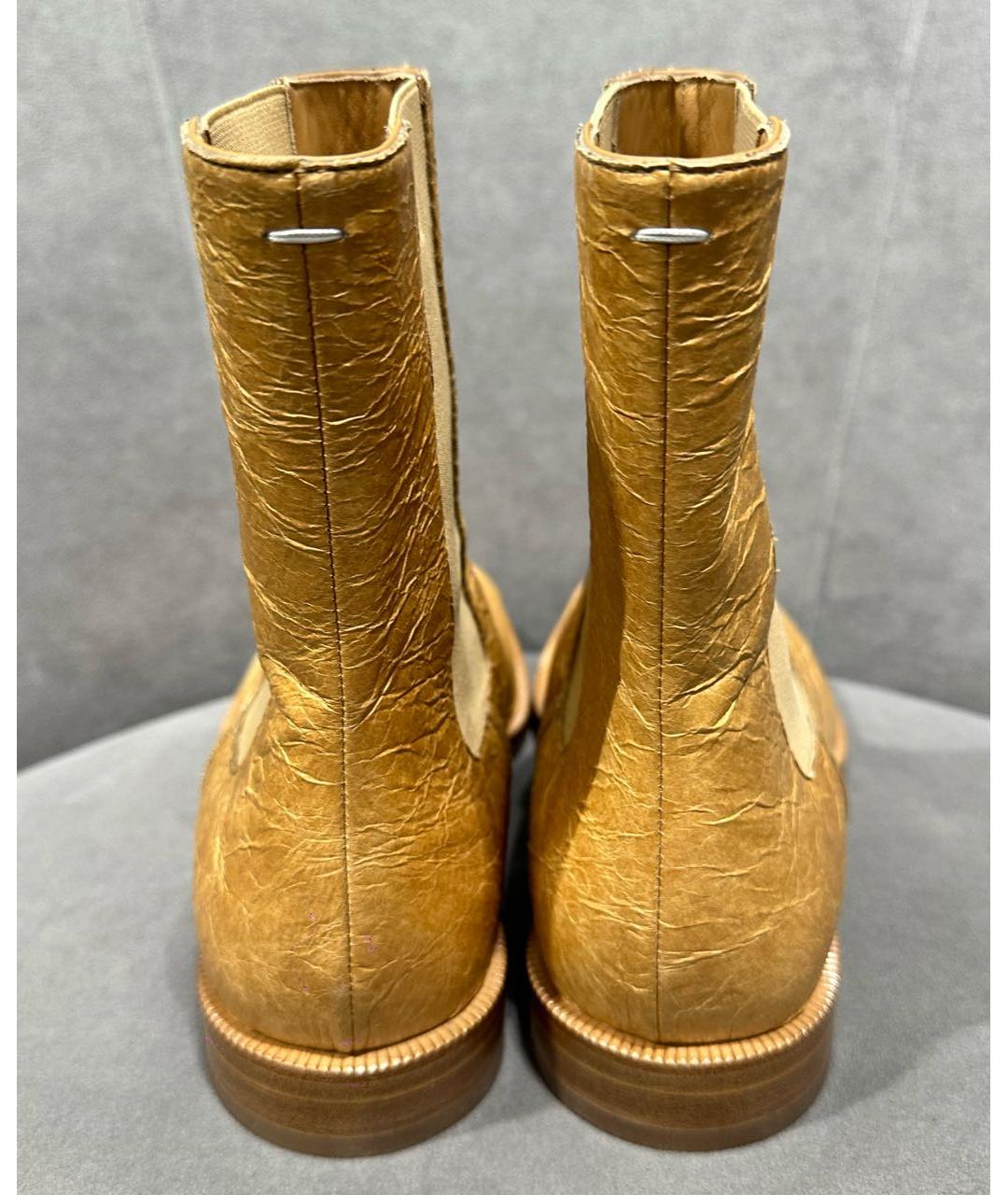 MAISON MARGIELA Горчичные кожаные ботинки, фото 4