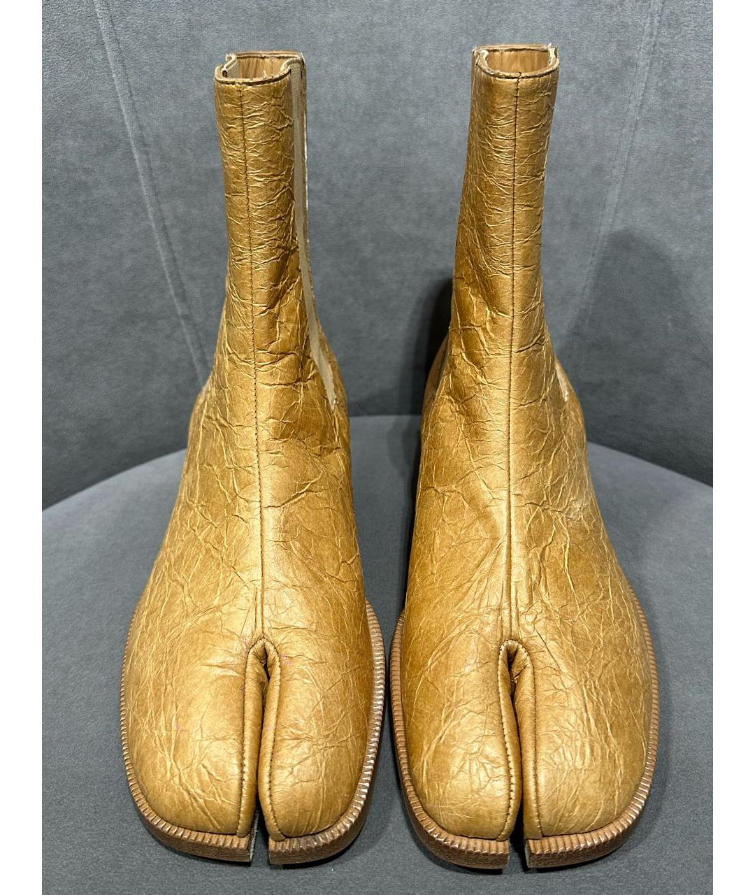 MAISON MARGIELA Горчичные кожаные ботинки, фото 2