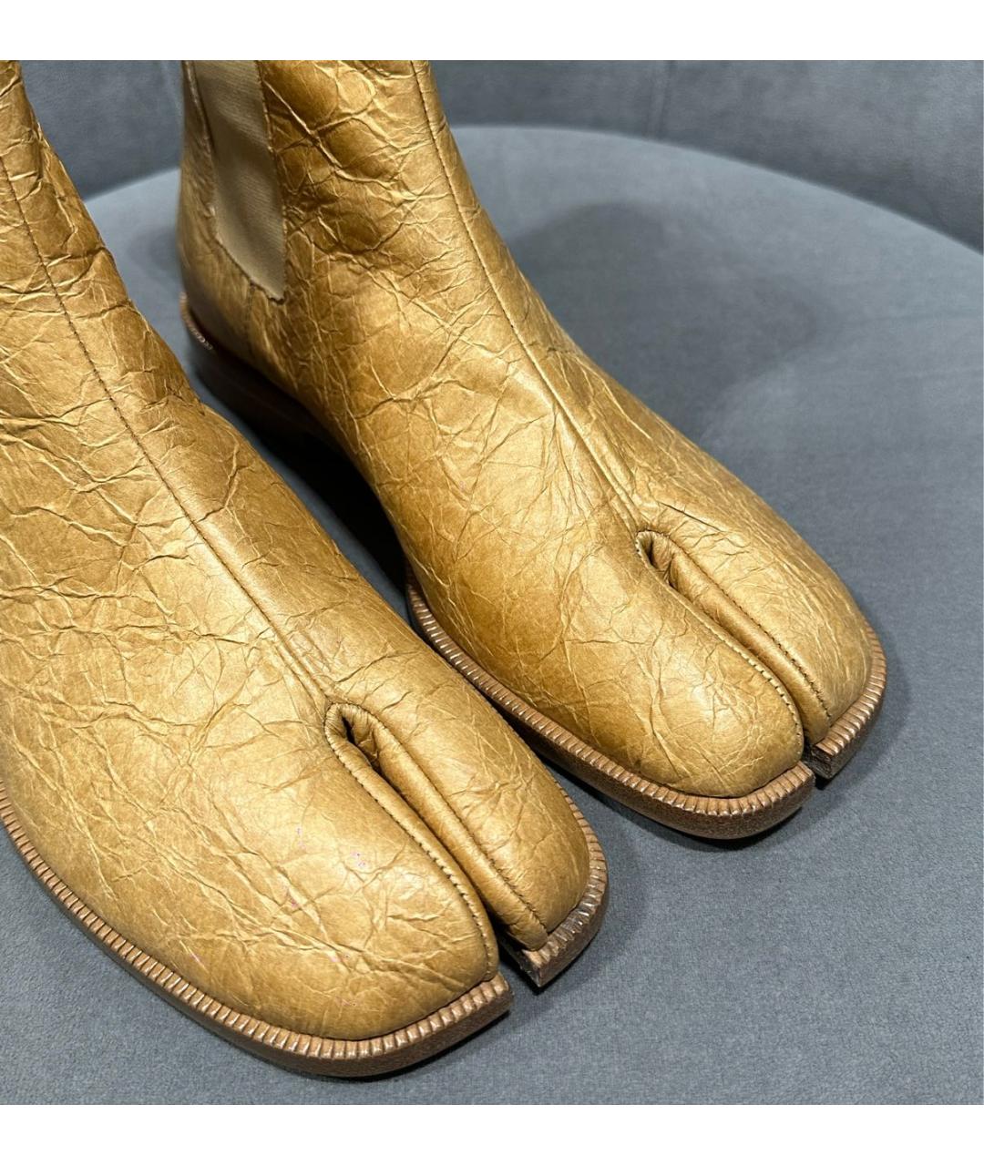 MAISON MARGIELA Горчичные кожаные ботинки, фото 6