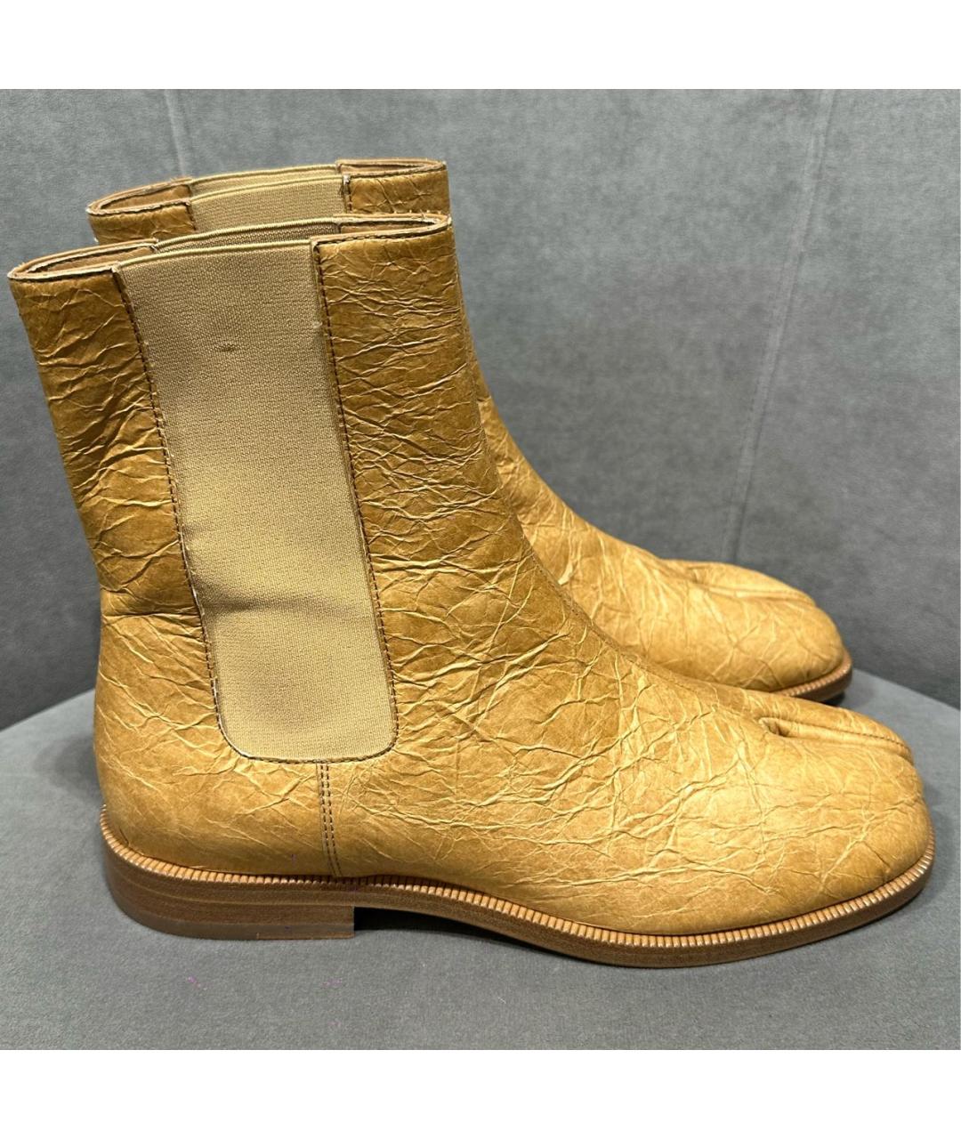 MAISON MARGIELA Горчичные кожаные ботинки, фото 7