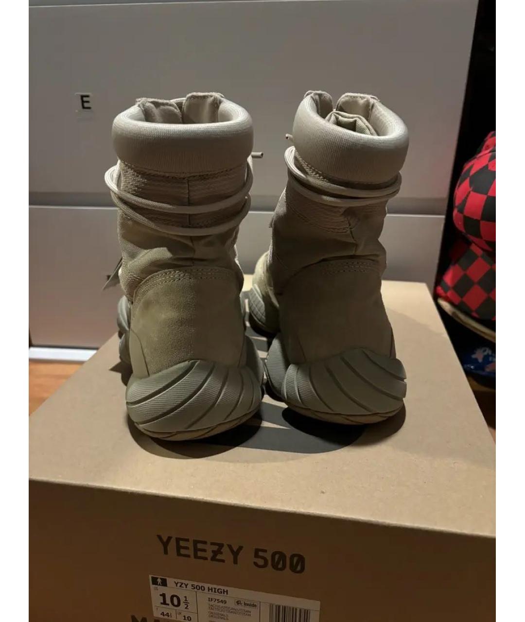 ADIDAS YEEZY Бежевые текстильные высокие кроссовки / кеды, фото 4