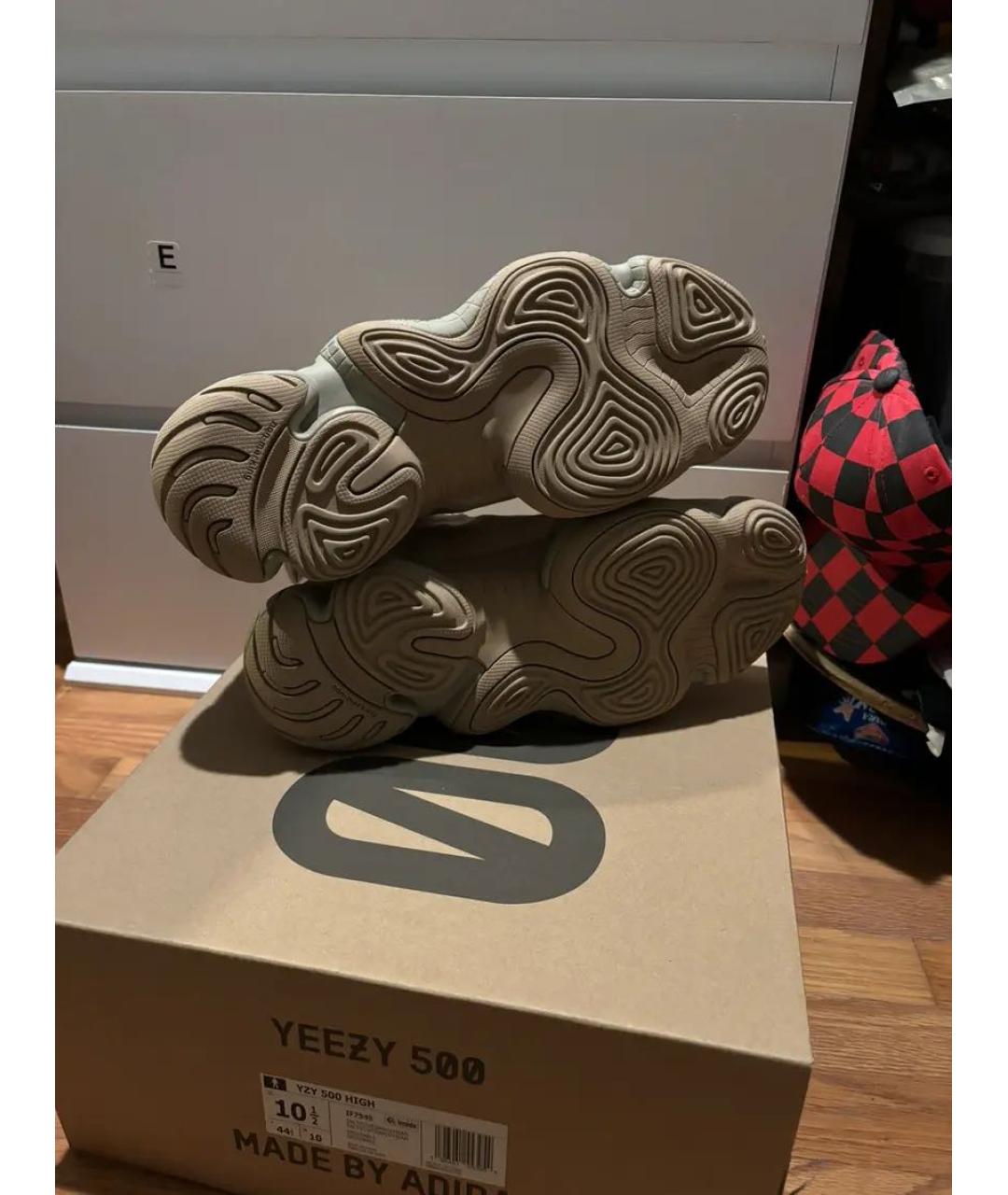 ADIDAS YEEZY Бежевые текстильные высокие кроссовки / кеды, фото 5