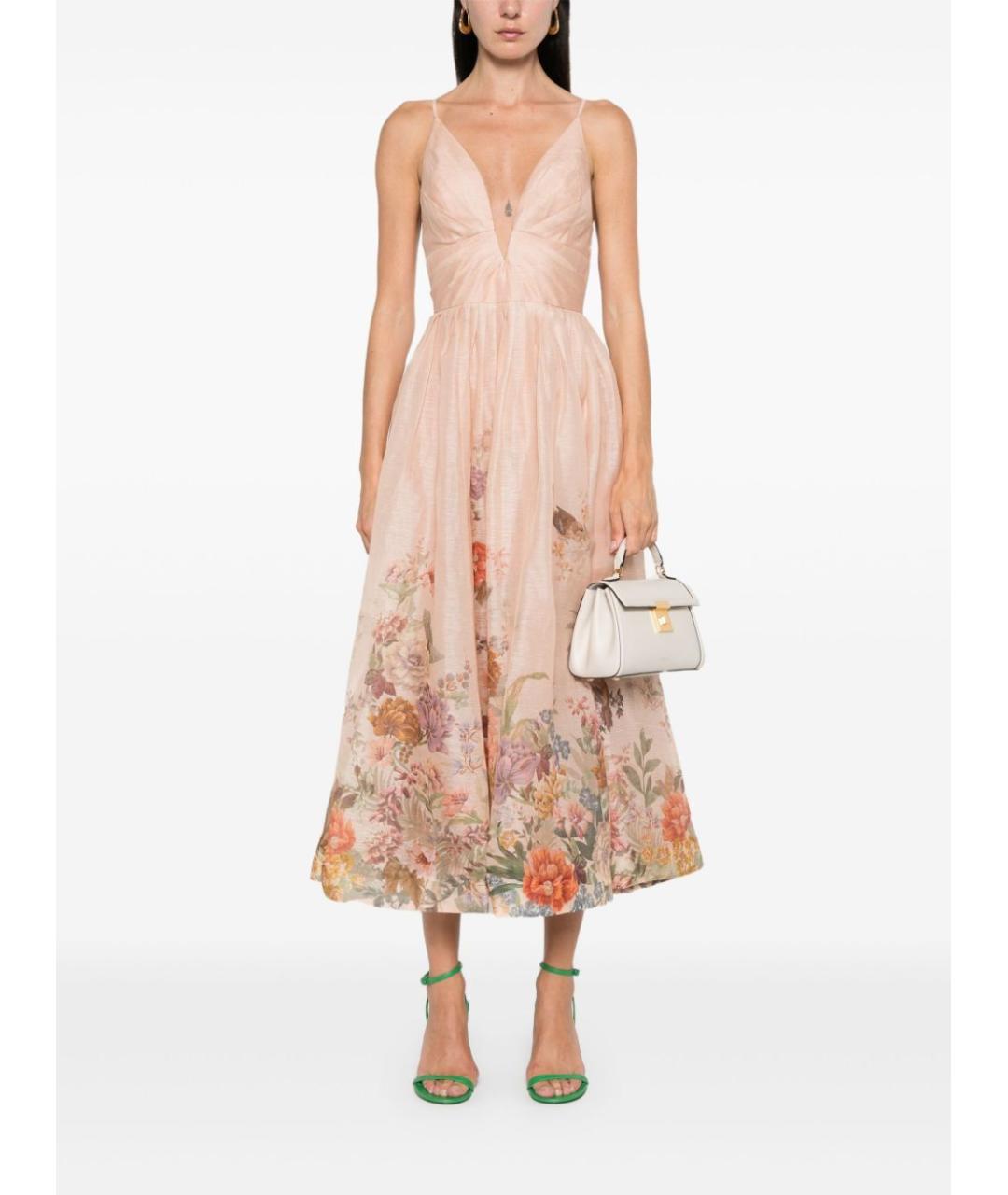 ZIMMERMANN Розовое льняное коктейльное платье, фото 4