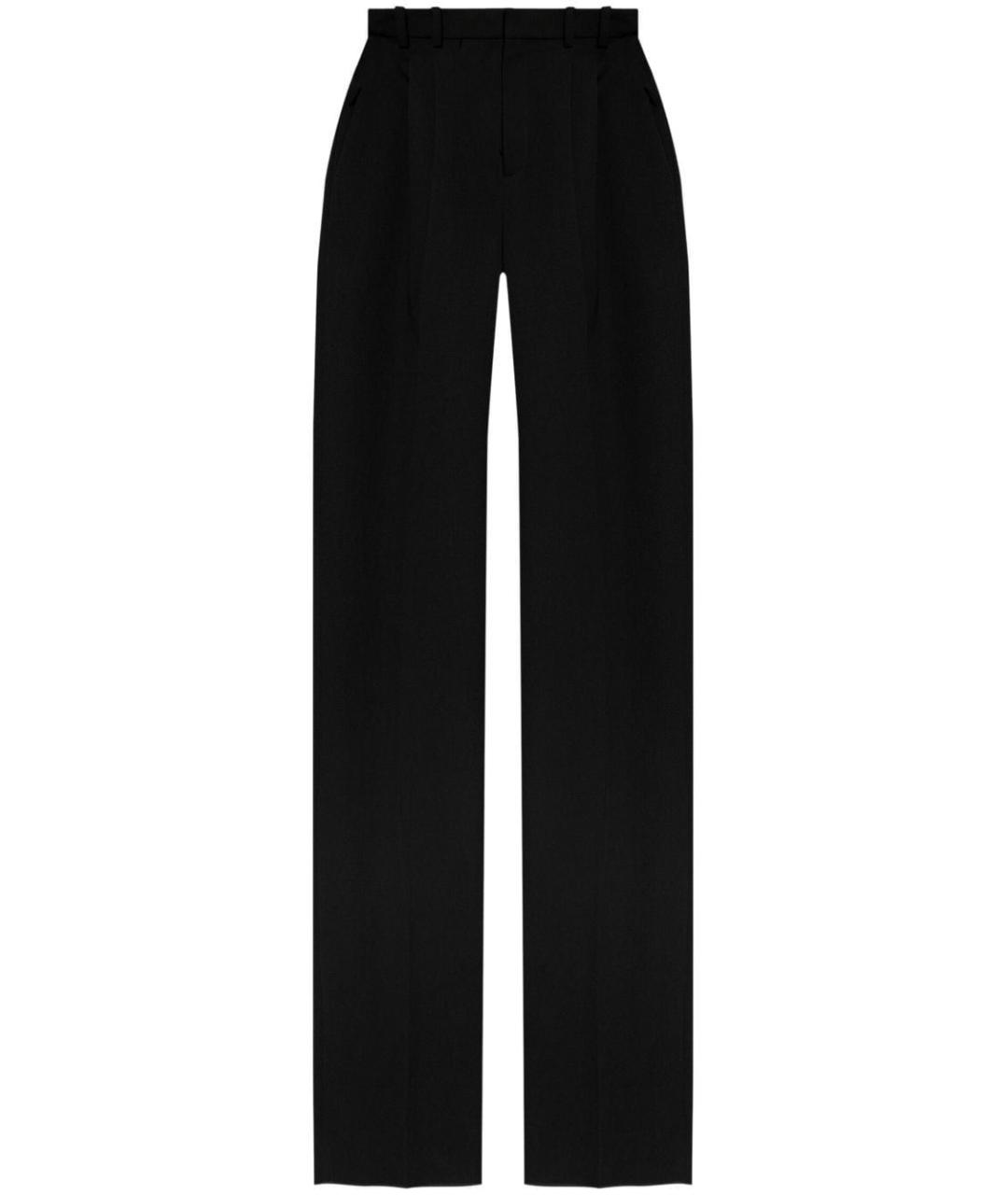 SAINT LAURENT Черные шерстяные прямые брюки, фото 1