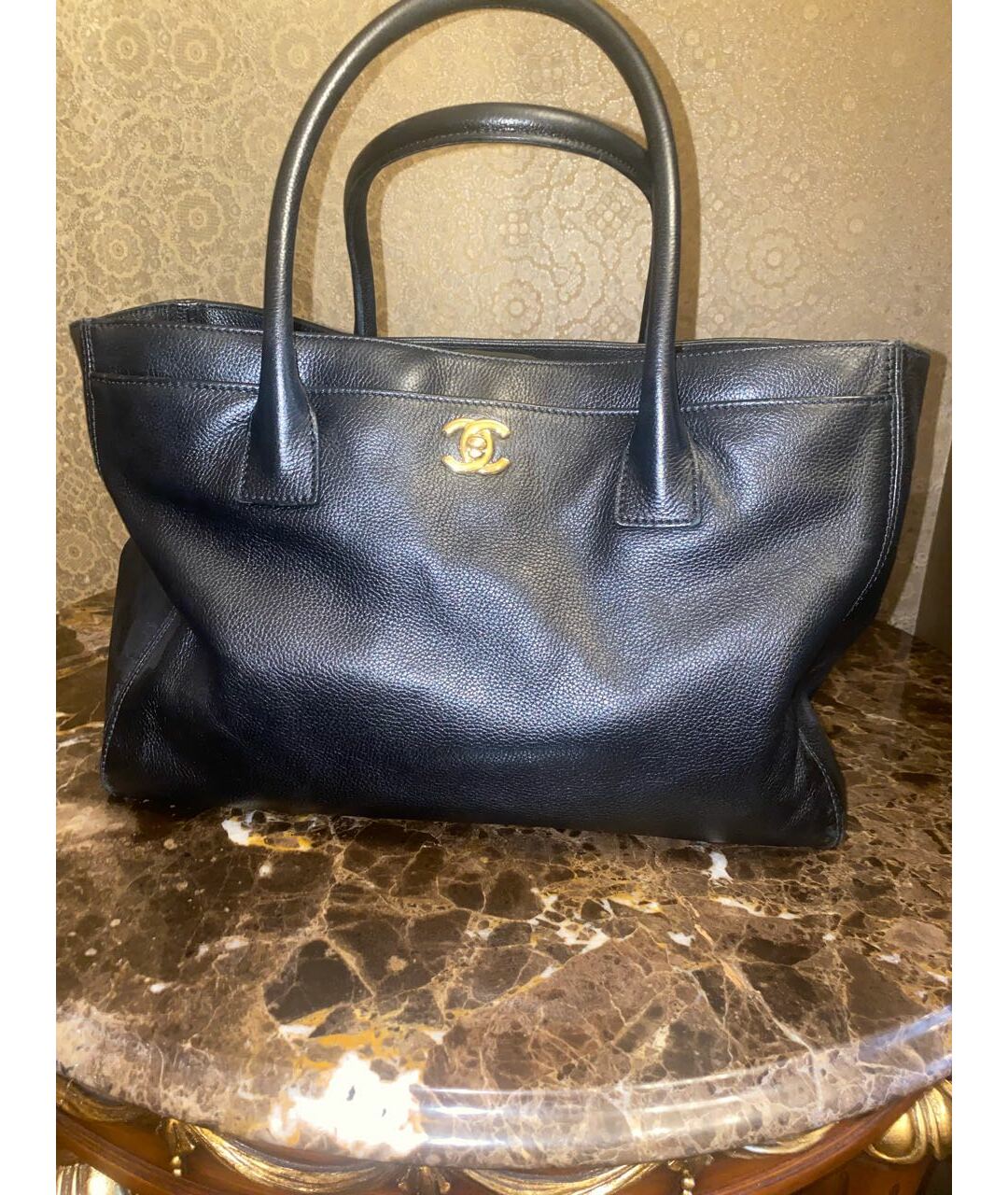 CHANEL PRE-OWNED Черная кожаная сумка тоут, фото 5