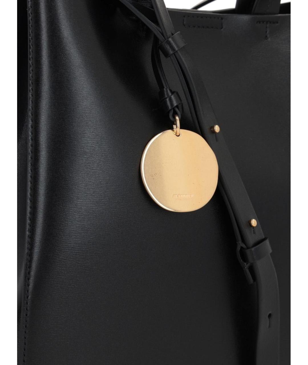 JIL SANDER Черная кожаная сумка тоут, фото 2