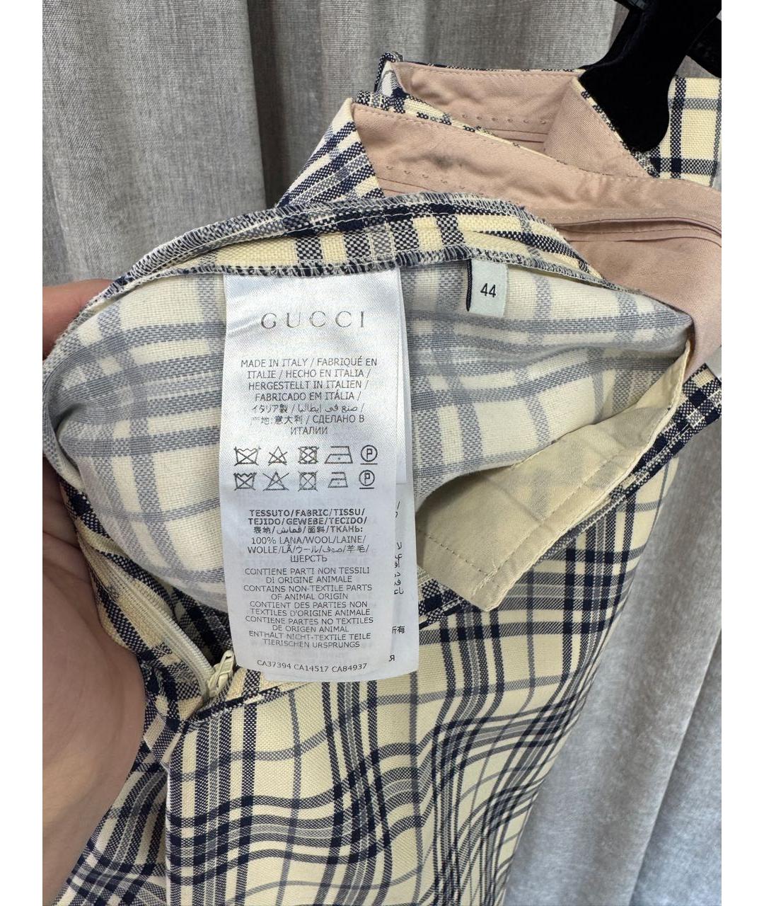 GUCCI Бежевые шерстяные брюки широкие, фото 4