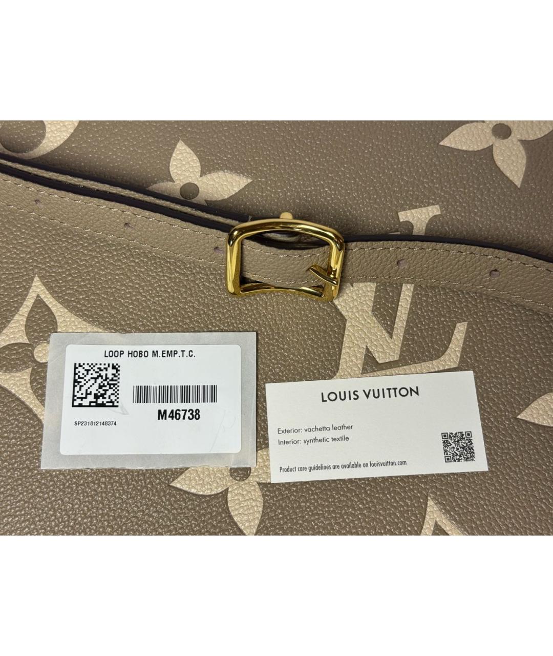 LOUIS VUITTON Бежевая кожаная сумка через плечо, фото 8