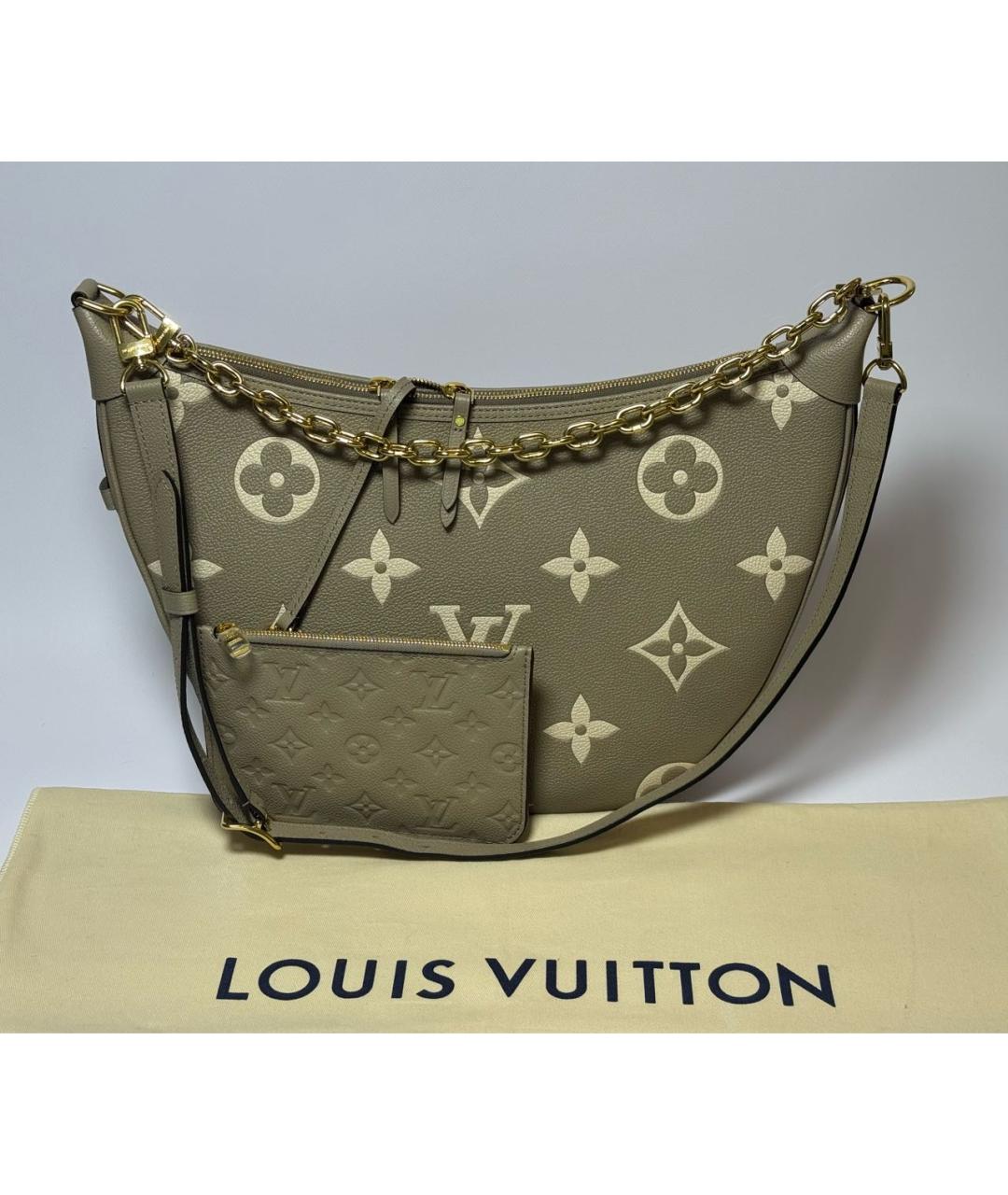 LOUIS VUITTON Бежевая кожаная сумка через плечо, фото 9