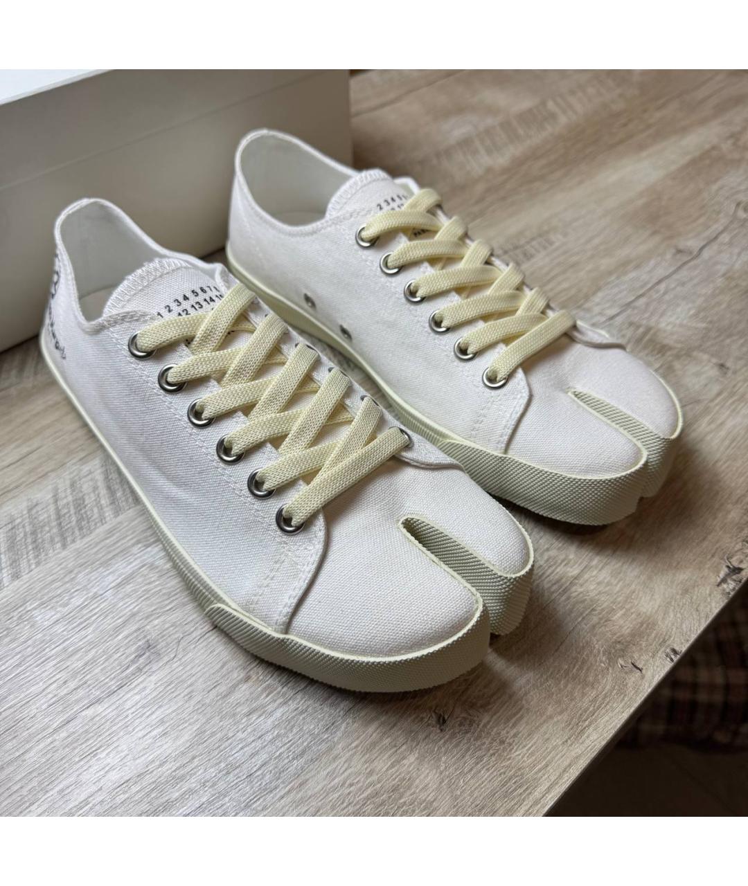 MAISON MARGIELA Белые текстильные низкие кроссовки / кеды, фото 8